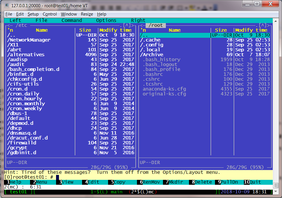 Midnight Commander Linux.