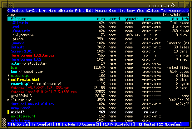 screenshot of pfm in xterm, 97 x 29 characters